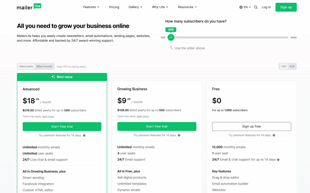 Email Marketing Platforms - mailerlite